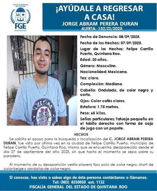 Activan ficha de búsqueda de joven carrilloportense, fue visto por última vez desde el pasado 07 de septiembre 1 bd8a9644 9f41 4550 a6c7 d104aecc9871