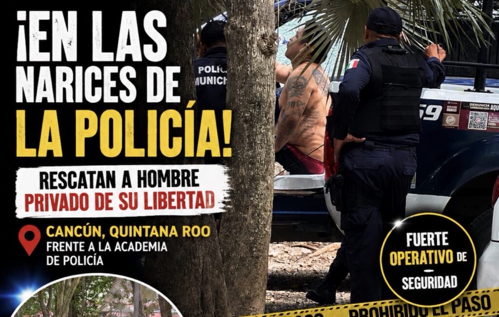¡En las narices de la Policía!” Rescatan a hombre privado de su libertad frente a la Academia de Cancún 1 img 0593