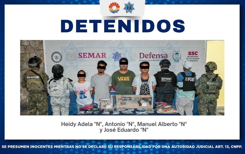 Operativo blindaje Cancún deja cuatro detenidos y el aseguramiento de armas y presuntos narcóticos 1 ea7af722 e95b 477d a2f6 49860900098c
