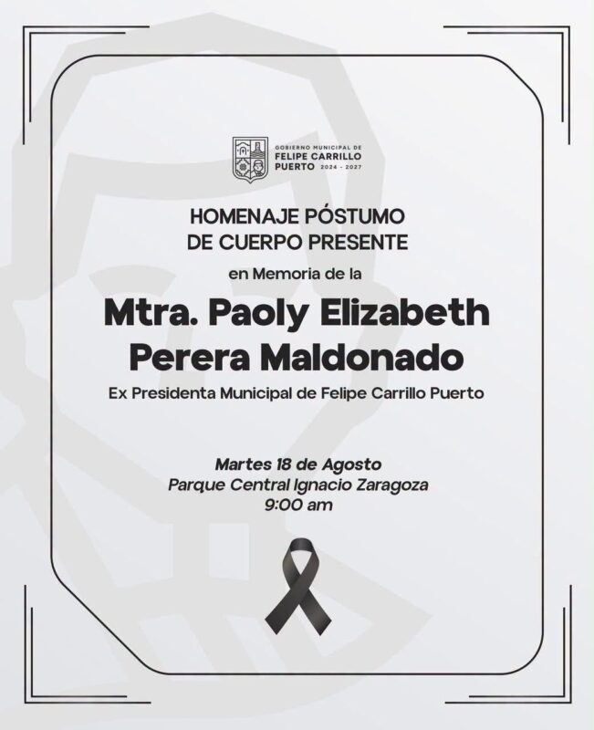 Rendirán homenaje póstumo a Paoly Elizabeth Perera Maldonado en Felipe Carrillo Puerto 1 CD98D772 966F 44F8 8FB0 922AFEE900D0
