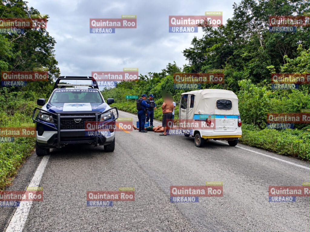 Lo confundieron con un atropellado: borrachito se queda dormido en plena carretera federal, cerca del entronque a San José II 2 IMG 2927
